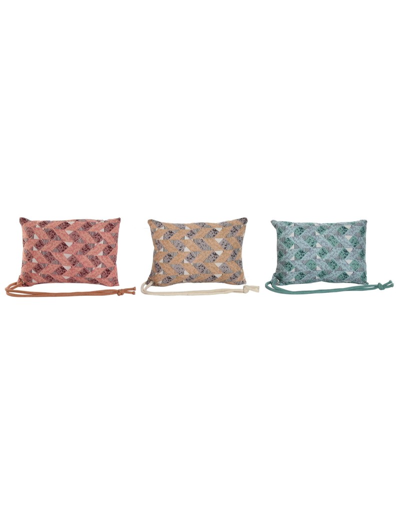 Cojín Home ESPRIT Marrón Turquesa Coral 30 x 10 x 20 cm (3 Unidades)