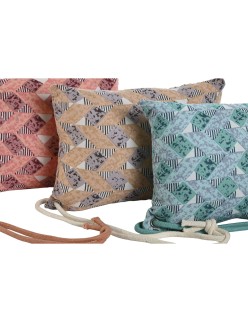 Cojín Home ESPRIT Marrón Turquesa Coral 30 x 10 x 20 cm (3 Unidades)