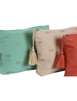 Neceser de Viaje Home ESPRIT Verde Beige Coral 25 x 5 x 20 cm (3 Unidades)