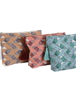 Neceser de Viaje Home ESPRIT Marrón Turquesa Coral 25 x 5 x 20 cm (3 Unidades)