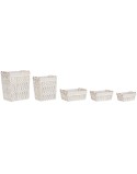 Cesto per i Panni Sporchi Home ESPRIT Bianco Naturale Metallo Shabby Chic 42 x 32 x 51 cm 5 Pezzi