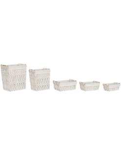 Cesto para la Ropa Sucia Home ESPRIT Blanco Natural Metal Shabby Chic 42 x 32 x 51 cm 5 Piezas