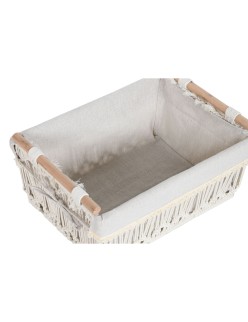 Cesto para la Ropa Sucia Home ESPRIT Blanco Natural Metal Shabby Chic 42 x 32 x 51 cm 5 Piezas