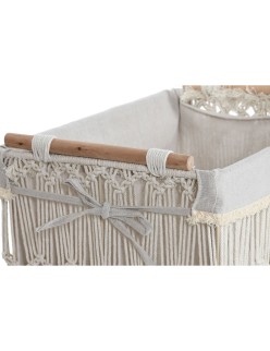 Cesto para la Ropa Sucia Home ESPRIT Blanco Natural Metal Shabby Chic 42 x 32 x 51 cm 5 Piezas