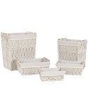 Cesto para la Ropa Sucia Home ESPRIT Blanco Natural Metal Shabby Chic 42 x 32 x 51 cm 5 Piezas