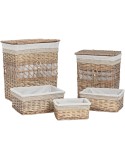 Cesto para la Ropa Sucia Home ESPRIT Beige Natural Mimbre Shabby Chic 47 x 35 x 55 cm 5 Piezas