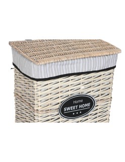 Cesto para la Ropa Sucia Home ESPRIT Blanco Marrón Negro Gris Natural Mimbre Shabby Chic 47 x 35 x 55 cm 5 Piezas