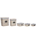 Cesto para la Ropa Sucia Home ESPRIT Blanco Marrón Negro Gris Natural Mimbre Shabby Chic 47 x 35 x 55 cm 5 Piezas