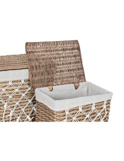 Cesto para la Ropa Sucia Home ESPRIT Blanco Natural Mimbre Shabby Chic 47 x 35 x 55 cm 5 Piezas