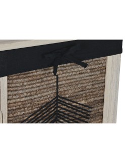 Cesto para la Ropa Sucia Home ESPRIT Negro Natural Madera 40 x 30 x 56 cm 5 Piezas