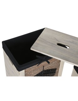 Cesto para la Ropa Sucia Home ESPRIT Negro Natural Madera 40 x 30 x 56 cm 5 Piezas