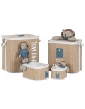 Cesto para la Ropa Sucia Home ESPRIT Verde Natural Infantil 44 x 44 x 45 cm 4 Piezas