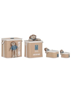 Cesto para la Ropa Sucia Home ESPRIT Verde Natural Infantil 44 x 44 x 45 cm 4 Piezas