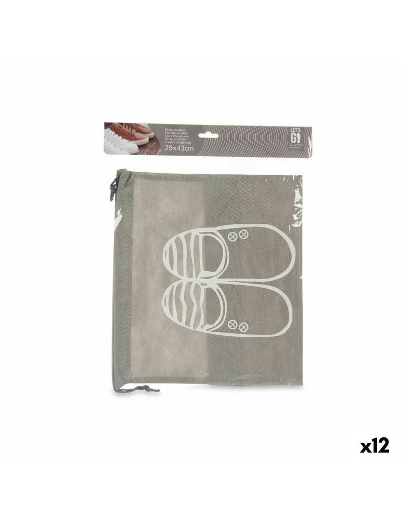 Portazapatos Gris PVC 29 x 43 cm Tela (12 Unidades)