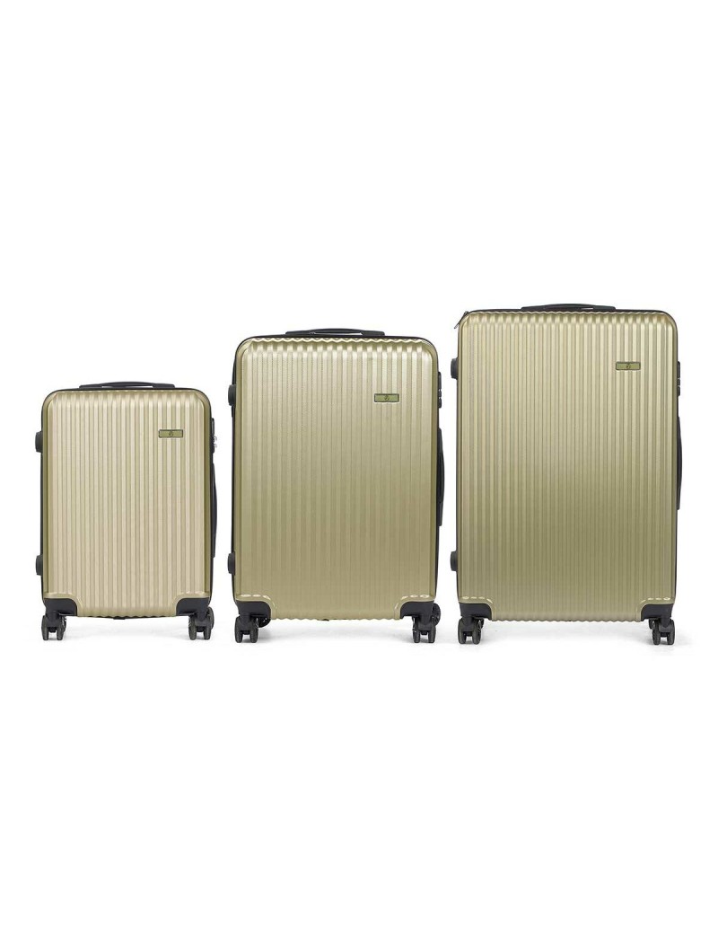 Set of suitcases Green Stripes 3 Pieces