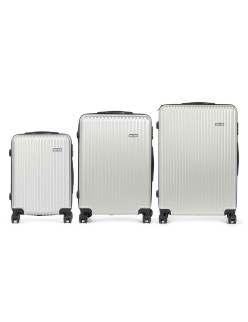 Set of suitcases Light grey Stripes 3 Pieces