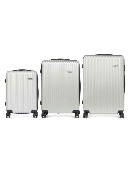 Set of suitcases Light grey Stripes 3 Pieces