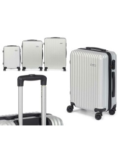 Set of suitcases Light grey Stripes 3 Pieces