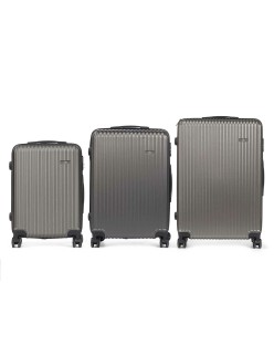 Set of suitcases Dark grey Stripes 3 Pieces