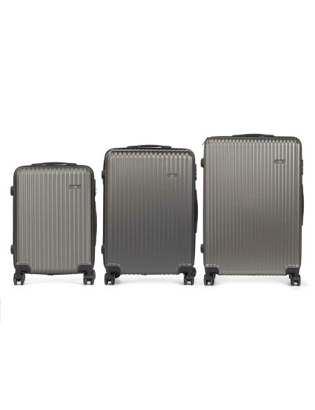 Set of suitcases Dark grey Stripes 3 Pieces