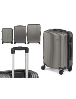 Set of suitcases Dark grey Stripes 3 Pieces