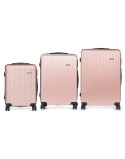 Set di valigie Rosa Righe 3 Pezzi