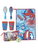 Set da Bagno da Viaggio per Bambini The Avengers Azzurro 23 x 15 x 8 cm 4 Pezzi