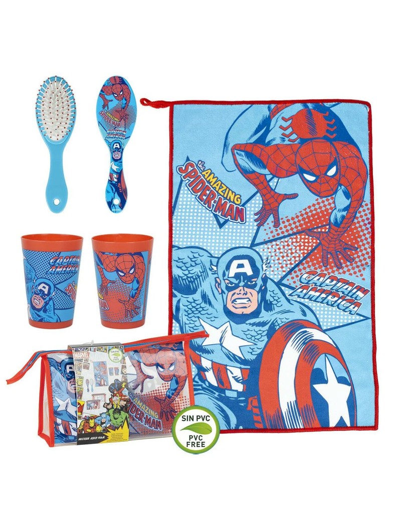 Set da Bagno da Viaggio per Bambini The Avengers Azzurro 23 x 15 x 8 cm 4 Pezzi