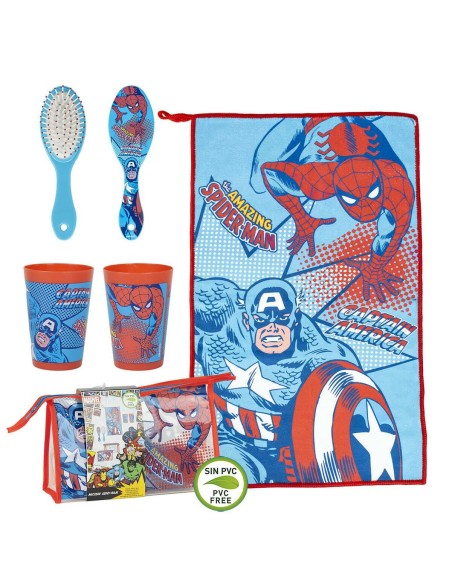 Set da Bagno da Viaggio per Bambini The Avengers Azzurro 23 x 15 x 8 cm 4 Pezzi