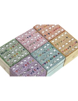 Caja-Joyero Home ESPRIT Multicolor Madera de mango 10 x 10 x 6 cm (2 Piezas) (6 Unidades)