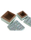 Caja-Joyero Home ESPRIT Multicolor Madera de mango 10 x 10 x 6 cm (2 Piezas) (6 Unidades)