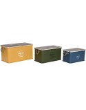 Lot de paniers Home ESPRIT Métal Bois d'épicéa 68 x 36 x 33 cm (3 Unités)