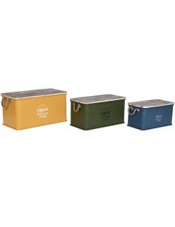Set di Bauli Home ESPRIT Metallo Legno di abete 68 x 36 x 33 cm (3 Unità)