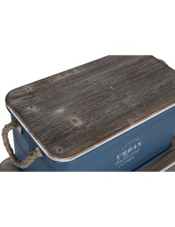 Lot de paniers Home ESPRIT Métal Bois d'épicéa 68 x 36 x 33 cm (3 Unités)