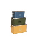 Lot de paniers Home ESPRIT Métal Bois d'épicéa 68 x 36 x 33 cm (3 Unités)
