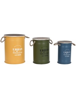 Set di Bauli Home ESPRIT Metallo Legno di abete 40 x 40 x 52 cm (3 Unità)
