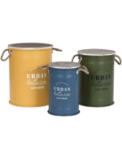 Lot de paniers Home ESPRIT Métal Bois d'épicéa 40 x 40 x 52 cm (3 Unités)
