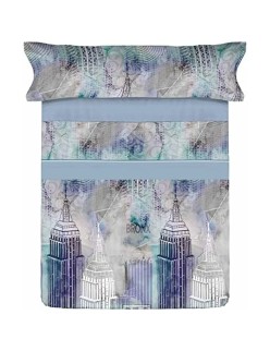 Jeu de draps Pierre Cardin SKYLINE Bleu Lit 1 persone