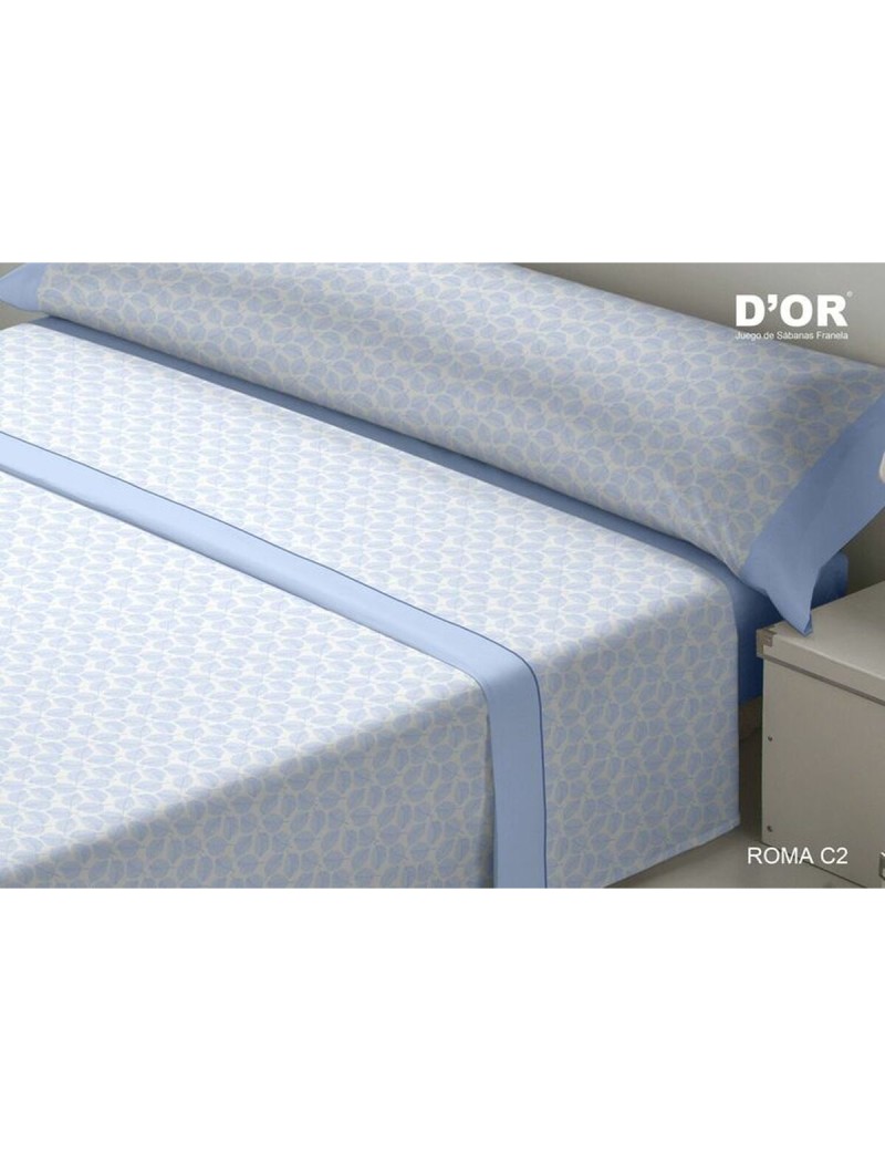 Jeu de draps D'Or ROMA Bleu Gran lit 2 persones Franela