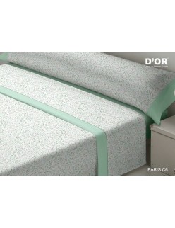 Jeu de draps D'Or PARIS Vert Lit 1 persone Franela