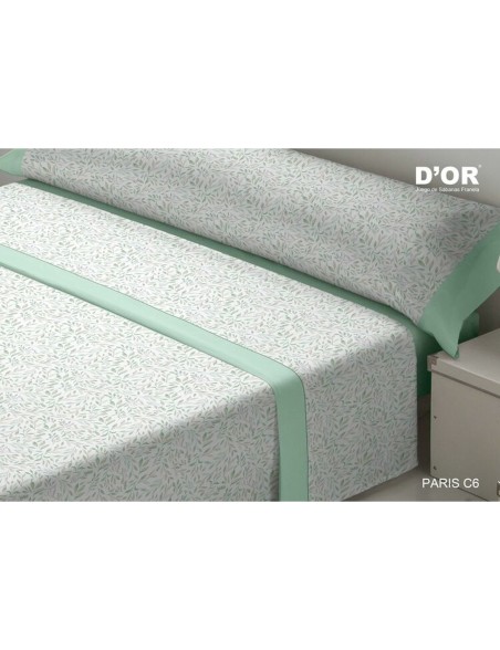 Jeu de draps D'Or PARIS Vert Lit 1 persone Franela