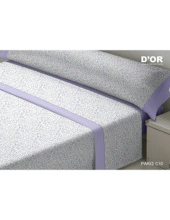 Jeu de draps D'Or PARIS Mauve Lit 1 persone Franela