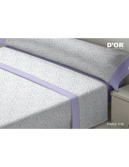 Jeu de draps D'Or PARIS Mauve Lit 1 persone Franela