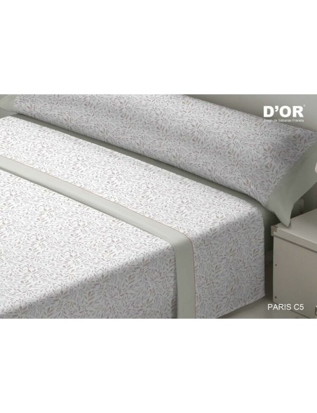 Jeu de draps D'Or PARIS Gris Lit de 120 Franela