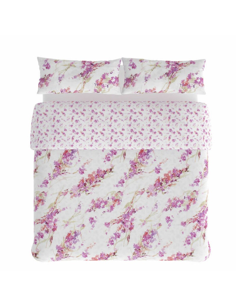 Parure de couette Hosteline SPRING Mauve Lit 1 persone 3 Pièces