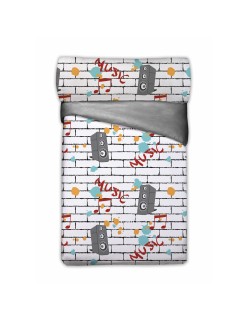 Parure de couette Hosteline YOUNG Gris Lit 1 persone 3 Pièces