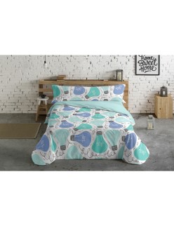Conjunto de capa de edredom Pierre Cardin Ideas Multicolor Azul Marinho Solteiro 3 Peças