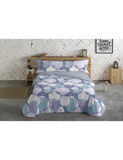 Parure de couette Hosteline Circulos Bleu Lit 1 persone 3 Pièces