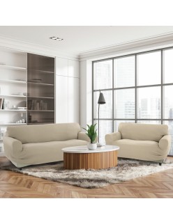 Sofa Cover Sofakover Pocket Duo Romeo Beige 2 Units (Refurbished B)