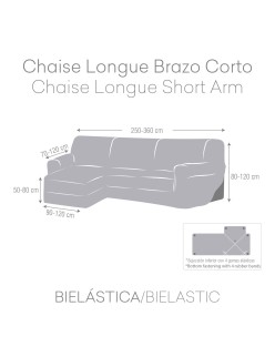 Funda para chaise longue de brazo corto izquierdo Eysa ROC Gris claro 120 x 120 x 360 cm